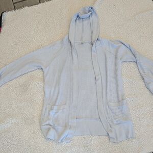 Mudd Waffle Knit Hooded Open Cardigan – Size Small –‎ Light Blue